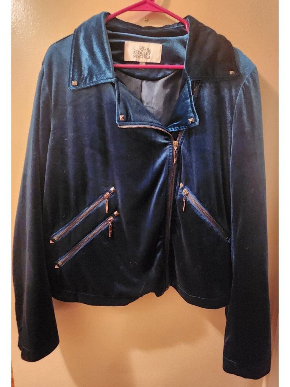 Belle Badgley Mischka Velvet Moto Jacket Size XL